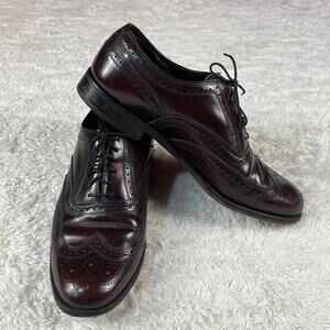 Vintage 90s Florsheim burgundy wingtip oxford brogues dress shoes, size 8.5 D